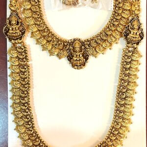 Gold Finish Lakshmi Combo Set – Traditional Temple Jewelry for Bridal & Festive Wear