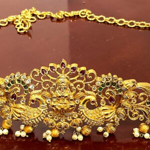 Lakshmi Gold Finish Hip Chain – Traditional Temple Jewelry Vaddanam for Bridal Wear