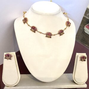 Lotus Necklace with Earrings Set – Elegant Women’s Jewelry
