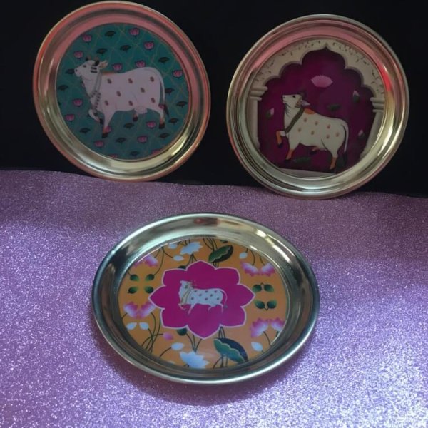 Pichwai Brass Plate 6 inch main